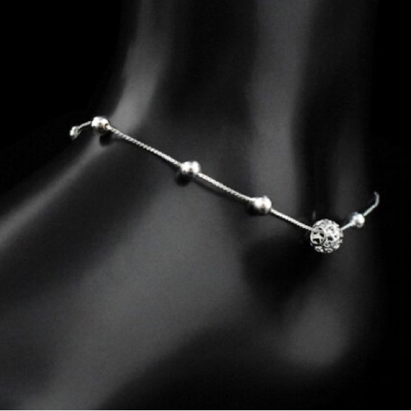 925 Sterling Silver Anklet Chain Hollow Ball Pendant Anklets Bracelet Chain - Picture 9 of 9